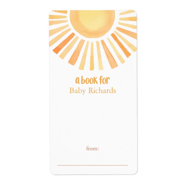 Sunshine gender neutral babydusch bok märkres fraktsedel (Framsidan)