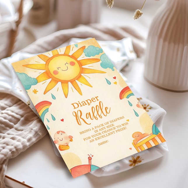 Sunshine Gender Neutral Boho Sol Diapper Raffle Tilläggskort (Skapare uppladdad)