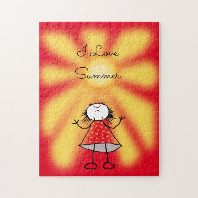 Sunshine Girl Puzzle - I Kärlek Summer - Anpassnin Pussel (Vertikal)