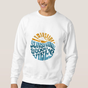 Sunshine & Good Vibes Retro T-Shirt Design Lång Ärmad Tröja
