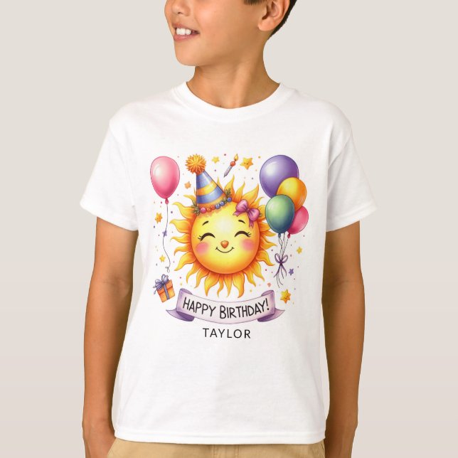 Sunshine Grattis på födelsedagen Custom Name Boy T Shirt (Framsida)
