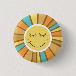 Sunshine Groovy Retro Boho Hippie runt Sol Knapp