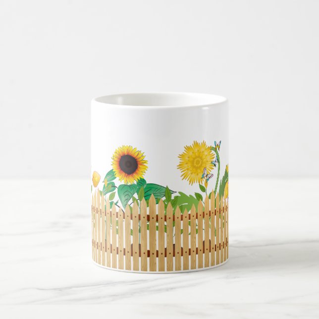 Sunshine Gula blommor och Garden Fence Nature Kaffemugg (Center)