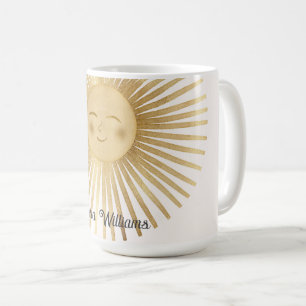Sunshine guld Sol Lycklig Kaffemugg