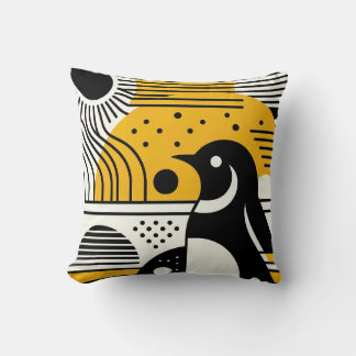 Sunshine Gult Black Bauhaus Penguin with Retro Kudde