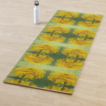 Sunshine Gult Marigold Blommigt Yoga Mat