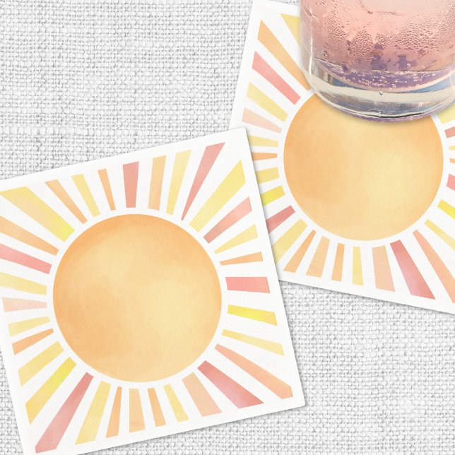Sunshine Gult Sol Pappersservett (Sunshine Yellow Orange Sun Napkins)