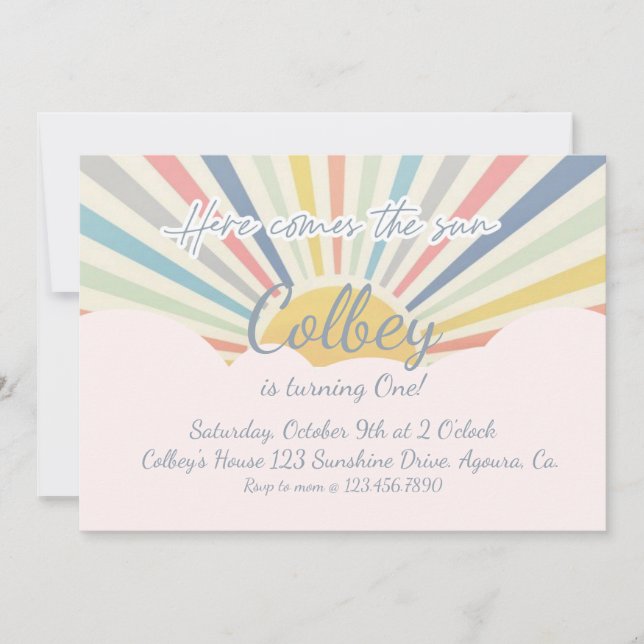 SUNSHINE, HÄR KOMMER SOL, ALLA ÅLDER, SOL PARTY INBJUDNINGAR (Framsida)