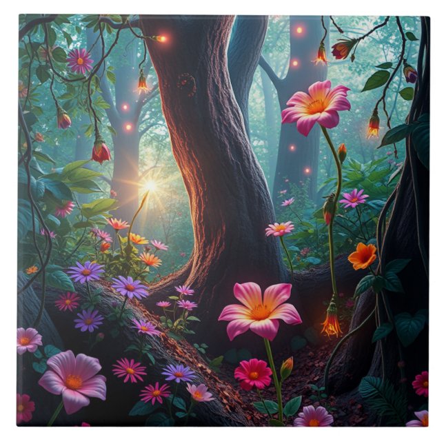 Sunshine in a Whimsical Fairy Forest Kakelplatta (Framsidan)