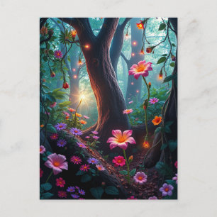 Sunshine in a Whimsical Fairy Forest Vykort