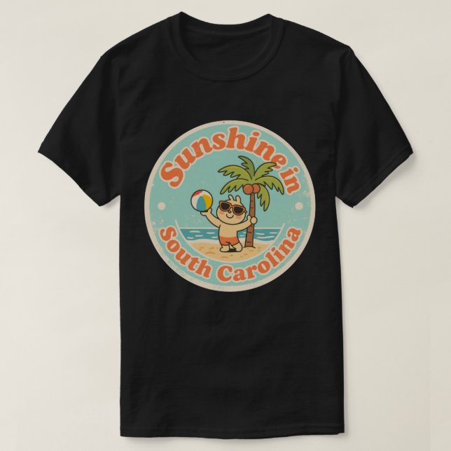 Sunshine in South Carolina_ Retro Handflatan Träd T Shirt (Design framsida)