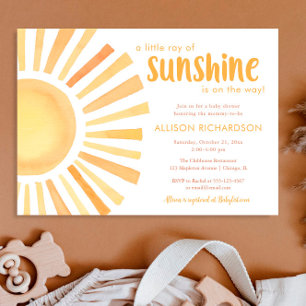 Sunshine könsneutrala muterade tonerbabydusch i inbjudningar