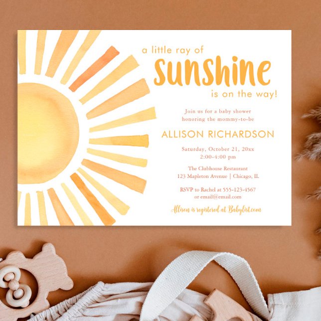 Sunshine könsneutrala muterade tonerbabydusch i inbjudningar (Skapare uppladdad)