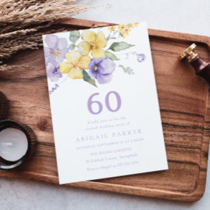 Sunshine & Lavender Purple 60:e födelsedagspartiet Inbjudningar