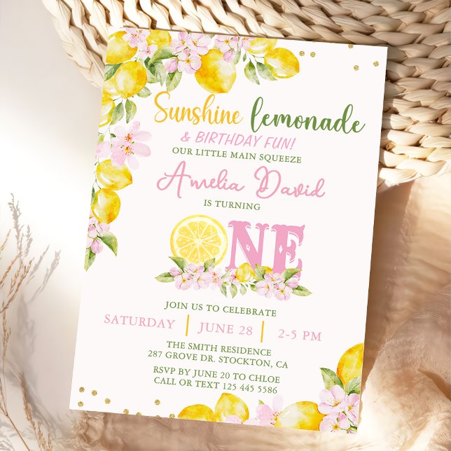 Sunshine Lemon Lemonade First Birthday Invitation Inbjudningar (Skapare uppladdad)