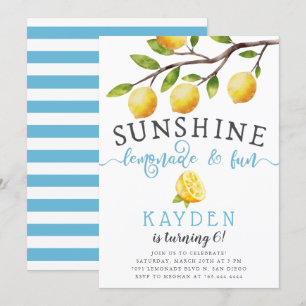 Sunshine Lemonade and Roligt Boy's Födelsedagsfest Inbjudningar