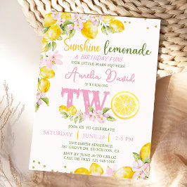 Sunshine Lemonade Floral Birthday Invitation Inbjudningar
