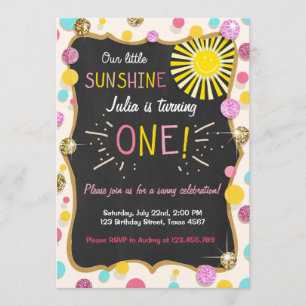 Sunshine Lemonade Födelsedagsfest inbjudan Rosa
