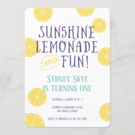 Sunshine Lemonade och Roligt barns födelsedag part Inbjudningar