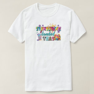 Sunshine & Loaded Teas Färgglada Sommar Vibes Tröj T Shirt