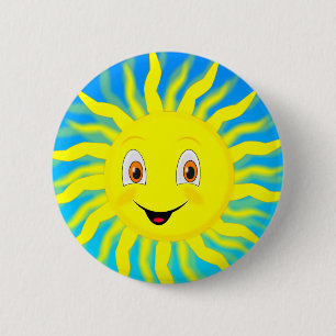 Sunshine Lycklig Ansikte Knapp