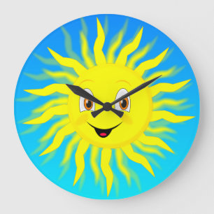 Sunshine Lycklig Ansikte Stor Klocka