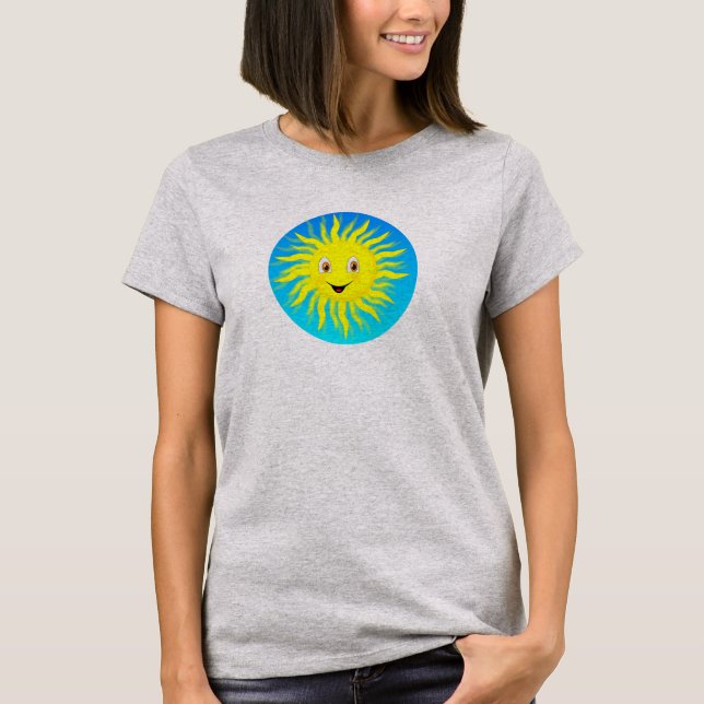 Sunshine Lycklig Ansikte T Shirt (Framsida)