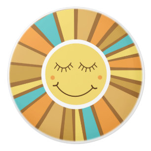 Sunshine Lycklig Sol Hippie Retro Cute Kids Knopp