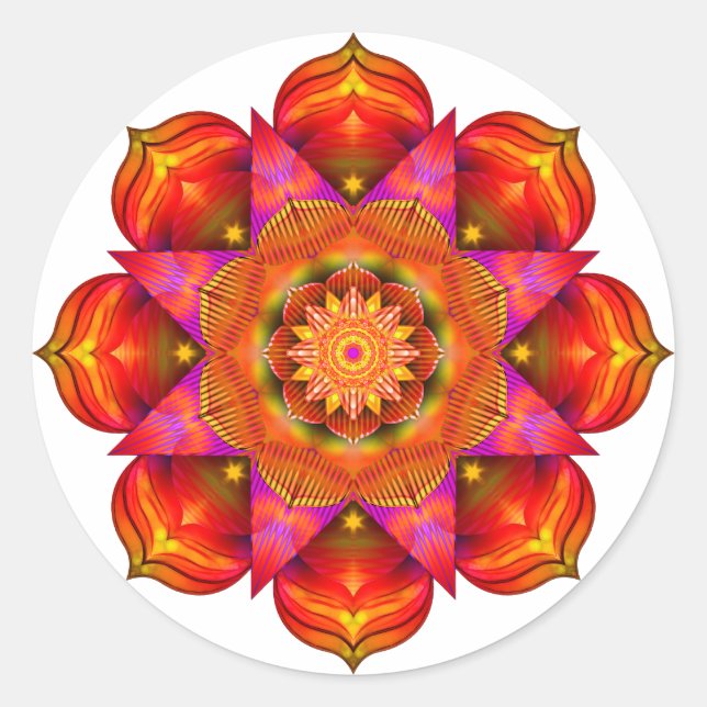 Sunshine Mandala Runt Klistermärke (Framsida)