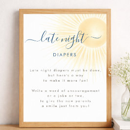 Sunshine Neutral Baby Shower Nattliga blöjor Poster