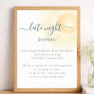Sunshine Neutral Baby Shower Nattliga blöjor Poster