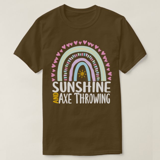 Sunshine och Ax Throwing Cute Rainbow Gift for Wo T Shirt (Design framsida)