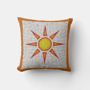 Sunshine Orange Gult Sol Mosaic Southwest Kudde