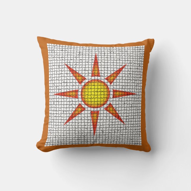 Sunshine Orange Gult Sol Mosaic Southwest Kudde (Framsida)