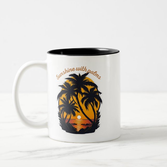 Sunshine & Palm-inbjudningar – Tropisk elegans för Två-Tonad Mugg (Vänster)