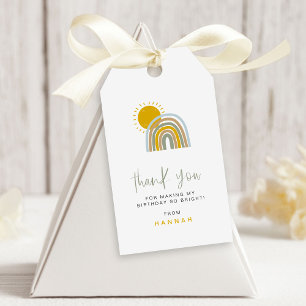 Sunshine Pastel Rainbow Birthday-Tackens fördel Presentetikett