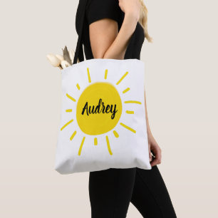 Sunshine Pavisserligen Whimsical Gult Sol Bok Bag Tygkasse