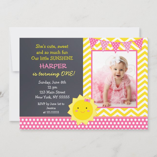 Sunshine Photo Födelsedagsfest inbjudan (Framsida)