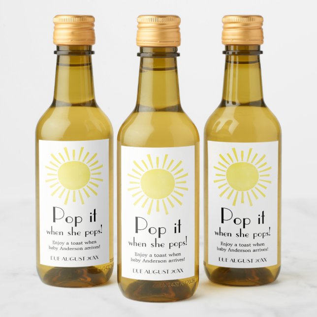 Sunshine Pop det när hon pops Vin Lab Vinetikett (Flaskor)