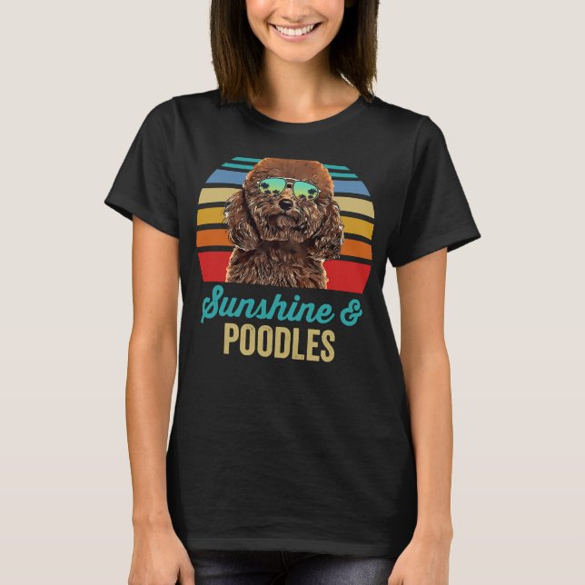 Sunshine Pudel Hund Retro Sunset Beach Vibe T Shirt (Framsida)