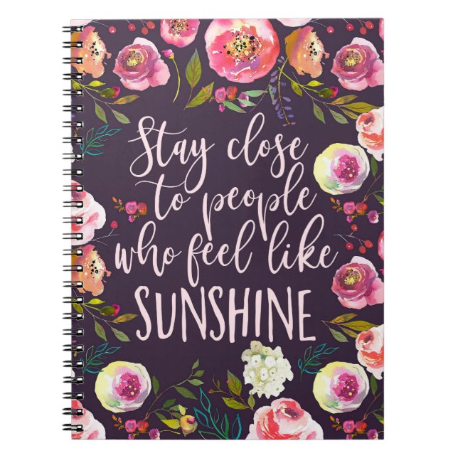 Sunshine Quote, Motivational Inspirational Boho Anteckningsbok (Framsidan)