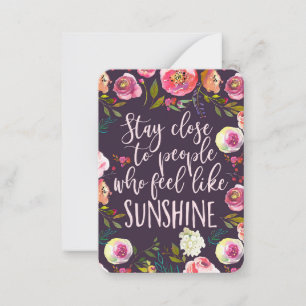 Sunshine Quote, Motivational Inspirational Boho Anteckningskort