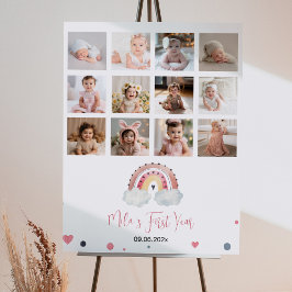 Sunshine Rainbow Birthday Photo Milestone Poster