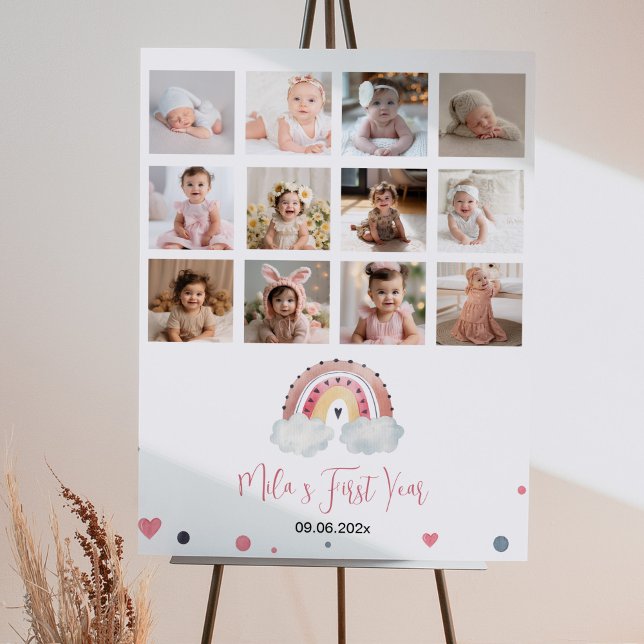 Sunshine Rainbow Birthday Photo Milestone Poster (Skapare uppladdad)