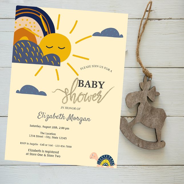 Sunshine Rainbow Clouds Snigel Baby Shower Inbjudningar (Skapare uppladdad)