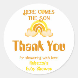 Sunshine Rainbow här kommer från Son Baby Shower Runt Klistermärke