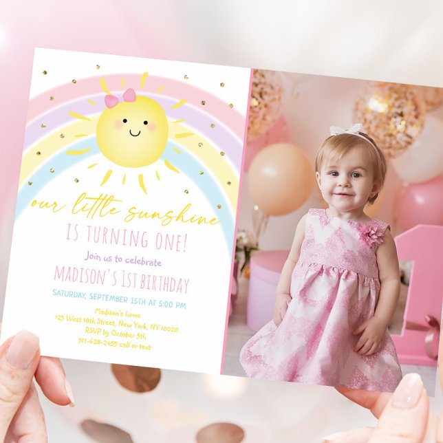 Sunshine Rainbow Pastel Birthday Inbjudningar (Skapare uppladdad)