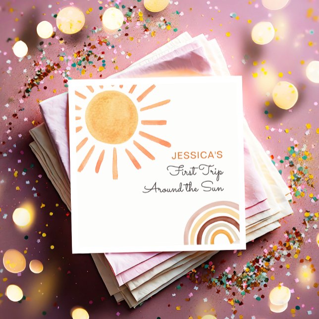 Sunshine Rainbow Resa runt Sol 1:a födelsedagen Pappersservett (Skapare uppladdad)