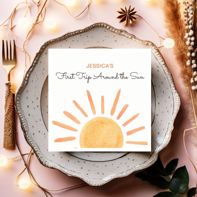 Sunshine Rainbow Resa runt Sol 1:a födelsedagen Pappersservett (Skapare uppladdad)