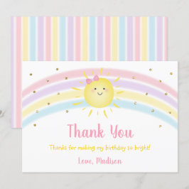 Sunshine Rainbow Rosa Guld Birthday Tack Inbjudningar